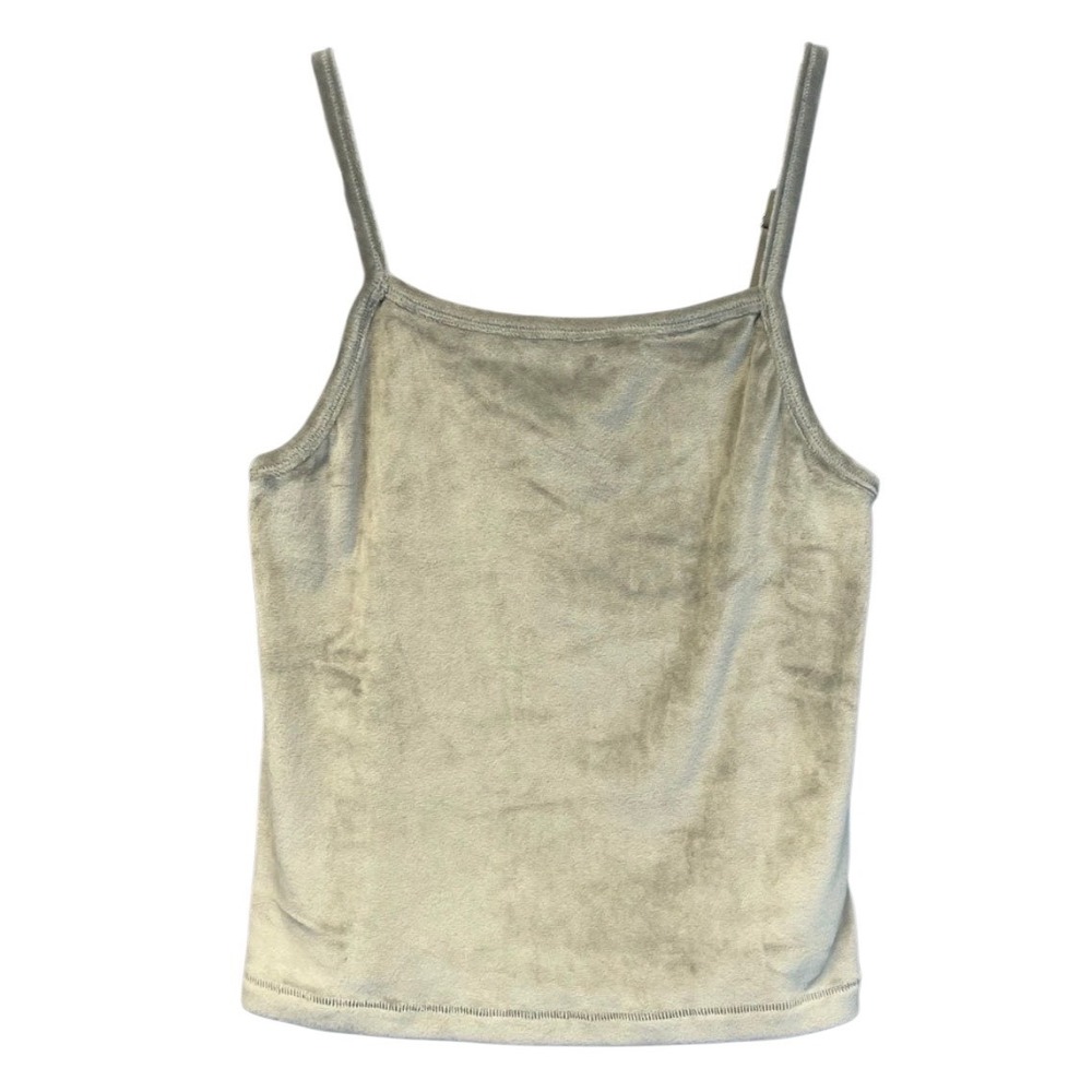 SKIMS Velour Cami Women Large Smoke Grey 0883 Square Neck Spaghetti Strap NWT